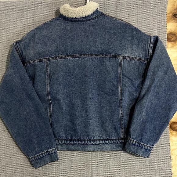 tgla Jean Denim Jacket Womens Large Blue Sherpa Lined Trucker Collar Casual - Picture 10 of 14